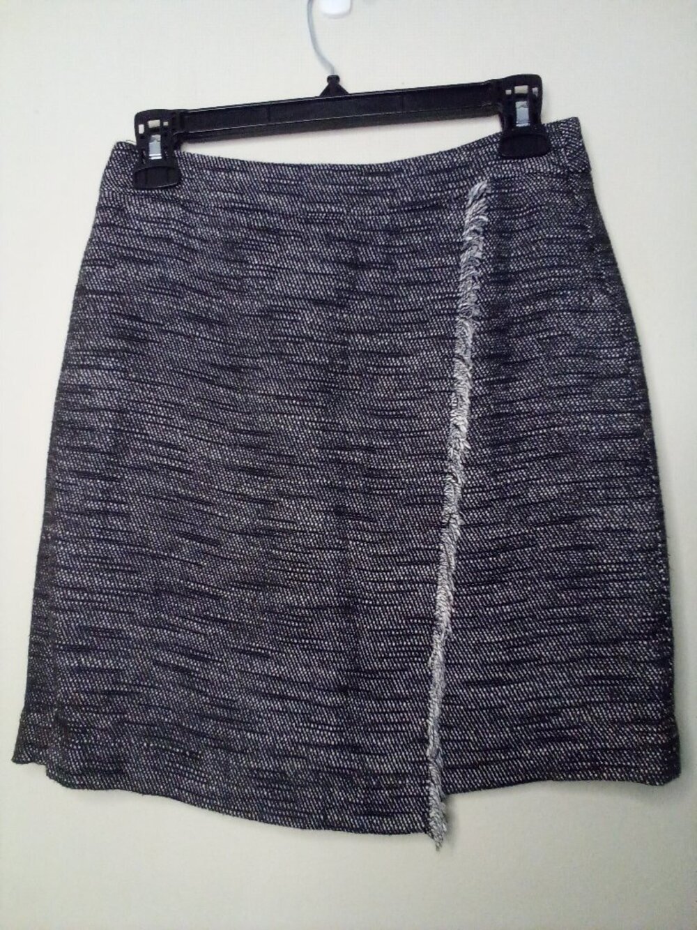 Loft Skirt Women 0 Wrap Look Fringe Black White